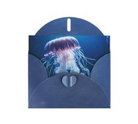 Blue MJHKXLJ medusa Prints Pearlized Greeting Card - Envelope Included - Perfect for Christmas, Birthdays, Valentines, Weddings, and More