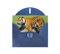 Blue MJHKXLJ Mr. Dancing Tiger Prints Pearlized Greeting Card - Envelope Included - Perfect for Christmas, Birthdays, Valentines, Weddings, and More