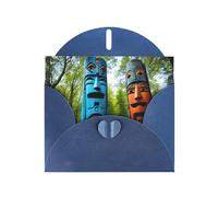 Blue MJHKXLJ Mysterious Totems Prints Pearlized Greeting Card - Envelope Included - Perfect for Christmas, Birthdays, Valentines, Weddings, and More