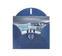 Blue MJHKXLJ Penguins On The Iceberg Prints Pearlized Greeting Card - Envelope Included - Perfect for Christmas, Birthdays, Valentines, Weddings, and More