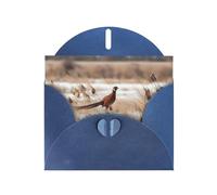 Blue MJHKXLJ pheasant hunting Prints Pearlized Greeting Card - Envelope Included - Perfect for Christmas, Birthdays, Valentines, Weddings, and More