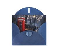Blue MJHKXLJ Red Phone Booth London Street Prints Pearlized Greeting Card - Envelope Included - Perfect for Christmas, Birthdays, Valentines, Weddings, and More