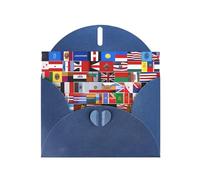 Blue MJHKXLJ Various flags Prints Pearlized Greeting Card - Envelope Included - Perfect for Christmas, Birthdays, Valentines, Weddings, and More