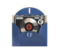 Blue MJHKXLJ Vintage Vinyl Record Prints Pearlized Greeting Card - Envelope Included - Perfect for Christmas, Birthdays, Valentines, Weddings, and More