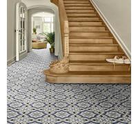 Blue Modern Designer Effect Anti-Slip Vinyl Flooring For Home, Shops, Offices, 2.6mm Thick Vinyl Sheet,-7M(23') X 4M(13'1")-28M²