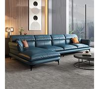 Blue Modern Leather L Shaped Sofa Couch 3 Seat Corner Sofa Bed with Chaise Lounge Tool Free Assembly Stylish Furniture for Living Room Office Apartment Balcony Hotel