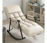 Blue Modern Rocking Chair High Back Recliner with 5 Positions & Side Pocket Stylish Armchair for Living Room & Bedroom Comfort