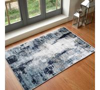 Blue Modern Shaggy Abstract Anti Slip Easy to Clean Rug For Living Room, Dining Room, Bedroom, Utility Room, Conservatory & Kitchen-60cm X 90cm