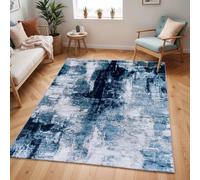 Blue Modern Shaggy Abstract Anti Slip Easy to Clean Rug For Living Room, Dining Room, Bedroom, Utility Room, Conservatory & Kitchen-160cm X 220cm