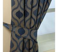 (Blue) Modern Wave Jacquard Curtain Tie Back Pair