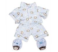 Blue monkey pyjamas & slippers pjs outfit / teddy clothes to fit 15" Build a Bear bears