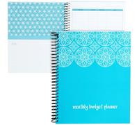 Blue Monthly Budget Planner, Bill Organiser with 24 Pockets for Receipts, Home Expense Tracker