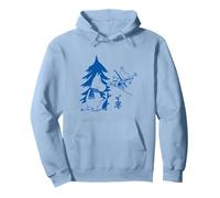 Blue Moomintroll Winter Games Moominmamma Skiing Pullover Hoodie, Adult Unisex, Dusty Blue, Medium