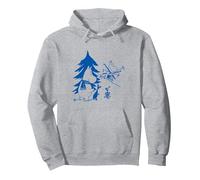 Blue Moomintroll Winter Games Moominmamma Skiing Pullover Hoodie, Adult Unisex, Heather Grey, Small