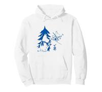 Blue Moomintroll Winter Games Moominmamma Skiing Pullover Hoodie, Adult Unisex, White, Small