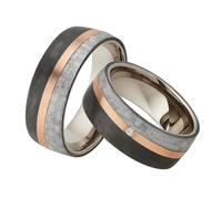 Blue Moon Diamonds Pair of wedding rings, engagement rings made of titanium and carbon, diamond 3x (0.010 ct w/si), partner rings, proposal rings, wedding ring (engraving/case) | 4290