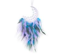 Blue Moon Dream Catcher Handmade with Feathers - Boho Wall Hanging Decor for Bedroom, Nursery, Home Office | Spiritual Gift for Birthday ect.
