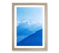 Blue Moon & Mountains in Abstract Framed Print | A2 Oak Framed Wall Art | Ready to Hang | Abstract Space Picture | Living Room Bedroom Lounge Office
