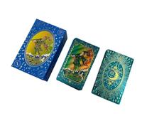 Blue Moon Smith Tarot Cards, 78-Piece Deck, Gold Foil Metallic Finish, Mystic Design, 12 x 7 cm
