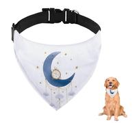Blue Moon With Pocket Watch Dog Bandana With Adjustable Strap D Ring Dog Neckerchief Pet Bibs Triangle Bandana for Dogs Accessories Puppy Dogs Cats Decor Machine Washable