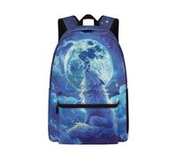 Blue Moon Wolf School Bags for Boys 7-10 Kids Elementary School Backpack for Primary Student Girls Bookbags Middle Backpacks Teen Casual Travel Back Pack