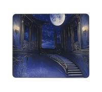 Blue Moonlight Mansion Room Mouse Pad - Non-Slip Rubber Base Extended Gaming Desk Mat, Full-Area Print Personalized Keyboard Mat for PC Laptop Office Home