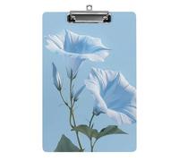Blue Morning Glory Clipboard, A4 Acrylic Clipboards with Hanging Hook, Ultra Lightweight & Shatterproof Writing Board for Office, Nurses, 8.5" X 12.5"