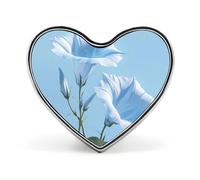 Blue Morning Glory Heart Pin, 1 Inch Metal Love Lapel Pins - Lightweight, Smooth Edges, Versatile Badge Brooch for Jackets, Shirts, Bags, Gifts for Friends, Family