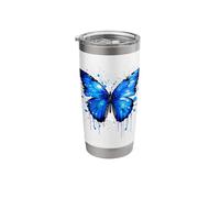 Blue Morpho Butterfly Paint Splatter, Lepidopterology Morpho Stainless Steel Insulated Tumbler