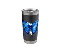 Blue Morpho Butterfly Paint Splatter, Lepidopterology Morpho Stainless Steel Insulated Tumbler