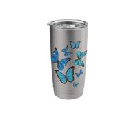 Blue Morpho Butterfly Swarm Lepidoptera Lover Entomologist Stainless Steel Insulated Tumbler