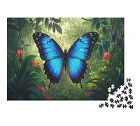 Blue Morpho Jigsaw Puzzles Puzzles for Adults Kids. 1000 Piece Tropical Rain Forest Great Gifts Challenge Toy Educational Games Home Decoration for Adults& Kids Age 14 Years Up 1000pcs (75x50cm)