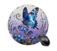 Blue Morpho Myosotis Mouse Pad Round Laptop Mouse Mat Cute Computer Mousepad Keyboard Pad Non-Slip Desk Pads for Gaming Office Work Home