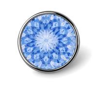 Blue Mosaic Kaleidoscope Round Pin Brooch Badge Button Stylish Aluminum Decorative for Clothes Backpacks Hats