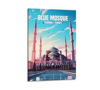 Blue Mosque - Istanbul - Turkey Vintage Travel Poster Artworks Canvas Room Aesthetic Wall Art Prints Home Modern Decor 16x24inch(40x60cm)