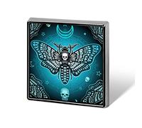 Blue Moth Dead Head, Mystical Circle, Skull, Moon, Stars Occultism Square Badge Smooth Surface Lapel Tie Pin, Lightweight Badge for Women Men Office Worker Nurse Teacher Student Shirts Backpack