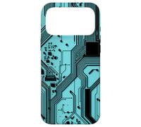Blue Motherboard Schematic with Electronic Circuits Case for iPhone 17 Pro Max