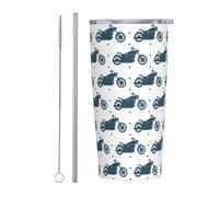 Blue Motocross Dirt Bike Stainless Steel Insulated Tumbler 20 Oz Water Bottle Coffee Mug with Lid Straw