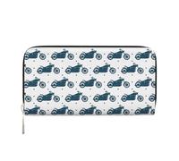 Blue Motocross Dirt Bike Wallets PU Leather Wallet for Women Men Zipper Credit Card Purse Long Clutch Purse