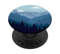Blue Mountain and Forest Scene Silhouette PopSockets Adhesive PopGrip