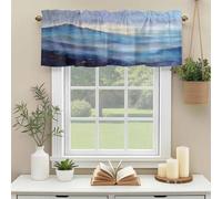 Blue Mountain Landscape Art Valances for Windows, Modern Abstract Mountain Cloud Painting Rod Pocket Valance Short Window Treatments Curtains for Kitchen Bathroom Bedroom Decor, 60 x 14 Inches