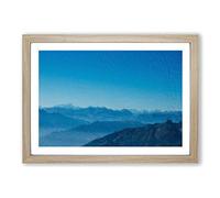 Blue Mountain Range in Annecy France Framed Print | A2 Oak Framed Wall Art | Ready to Hang | Modern Landscape Picture | Living Room Bedroom Lounge Office