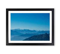 Blue Mountain Range In Annecy France Modern Art Framed Print | A2 Black Framed Wall Art | Ready to Hang | Modern Landscape Picture | Living Room Bedroom Lounge Office