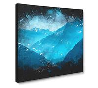 Blue Mountains in Sikkim India Paint Splash Canvas Print | Gallery Wrapped 30mm Frame Wall Art | 14x14 inches | Ready to Hang | Modern Landscape Picture | Living Room Bedroom Lounge Office