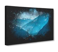 Blue Mountains In Sikkim India Paint Splash Canvas Print | Gallery Wrapped 30mm Frame Wall Art | 20x14 inches | Ready to Hang | Modern Landscape Picture | Living Room Bedroom Lounge Office