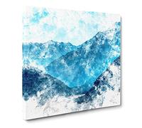 Blue Mountains in Sikkim India Watercolour Canvas Print | Gallery Wrapped 30mm Frame Wall Art | 14x14 inches | Ready to Hang | Modern Landscape Picture | Living Room Bedroom Lounge Office