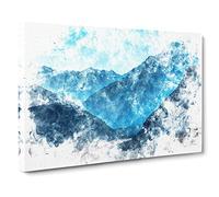 Blue Mountains In Sikkim India Watercolour Canvas Print | Gallery Wrapped 30mm Frame Wall Art | 20x14 inches | Ready to Hang | Modern Landscape Picture | Living Room Bedroom Lounge Office