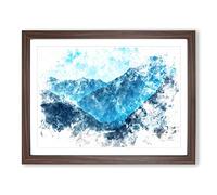 Blue Mountains In Sikkim India Watercolour Modern Framed Wall Art Print, Ready to Hang Picture for Living Room Bedroom Home Office Décor, Walnut A3 (46 x 34 cm)