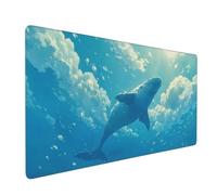 Blue Mouse Mat 1000x500 mm Large Mouse Pad Whale Waterproof Desk Mat with Non-Slip Rubber Base, Smooth Surface to Improve Precision and Speed, xxl Gaming Mousepad for Computer, PC, Laptop 2S-640