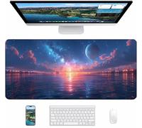Blue Mouse Mat 1200x600x3mm, Planet Gaming Mouse Pad, Desk Mat with Waterproof Non-Slip Rubber Base, Mousepad for Stable Grip on Smooth Surfaces, Desk Accessories and Office Accessories, Gifts 3-2436